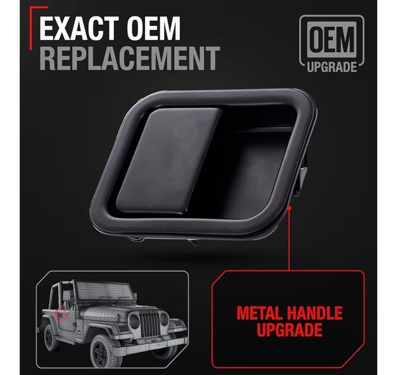 For 97-06 Jeep Wrangler YJ Outside Right Side Front Metal Full Door Handle - Thumbnail 2