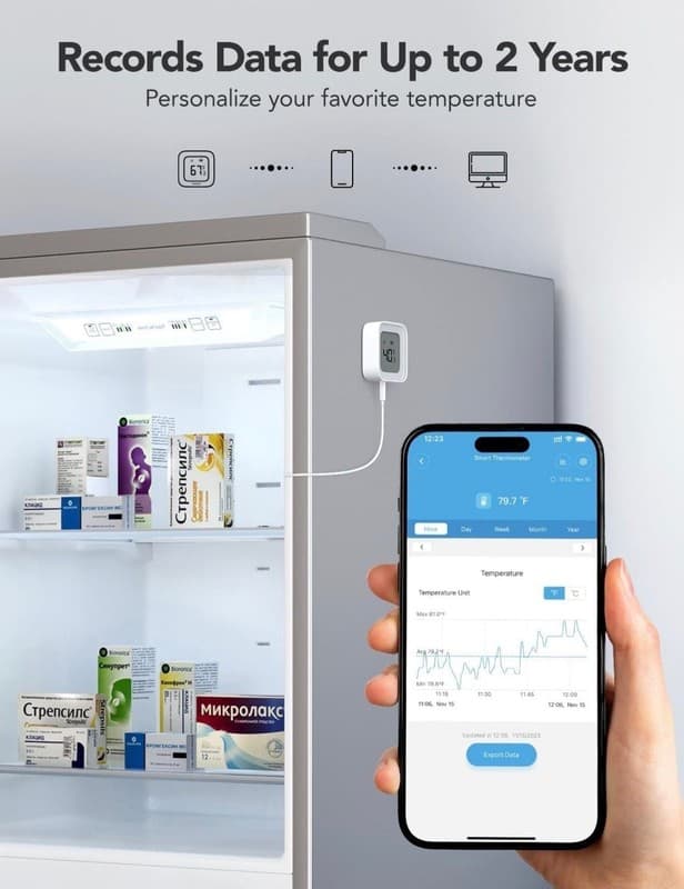 GoveeLife Smart Thermometer R1 with Wi-Fi Gateway and Waterproof Probe - Thumbnail 7