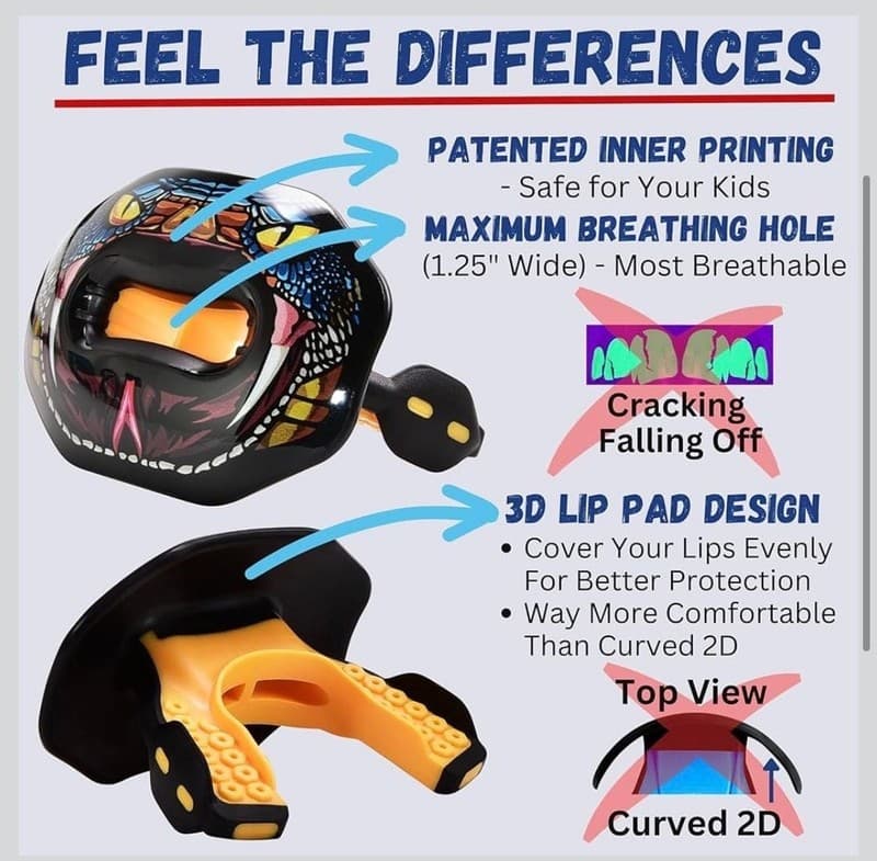 Oral Mart Stealth Viper Football Mouth Guard with 3D Lip Fit Design - Thumbnail 3