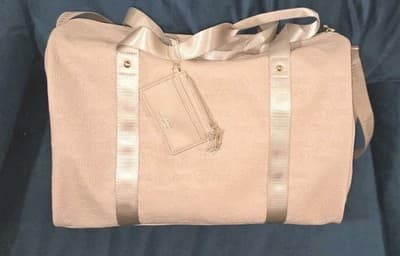 Juicy Couture Monogram Weekender Travel Bag Cosmetic Pouch Beige Gold - Thumbnail 3