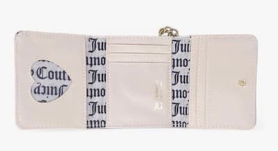 Juicy Couture Pink Heart Logo Tri Fold Wallet Keychain Beige - Thumbnail 4