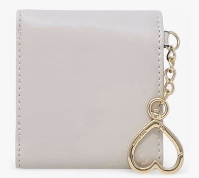 Juicy Couture Pink Heart Logo Tri Fold Wallet Keychain Beige - Thumbnail 2