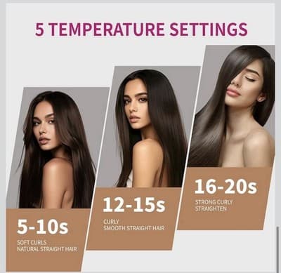 Auraviva Hair Straightener Brush 2-in-1 Straightening Comb 5 Temp Dual Voltage - Thumbnail 6