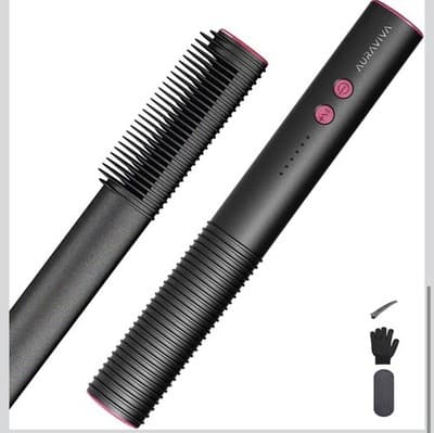 Auraviva Hair Straightener Brush 2-in-1 Straightening Comb 5 Temp Dual Voltage - Thumbnail 9