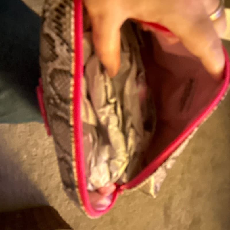 Juicy Couture Faux Snakeskin Pouch with Hot Pink JC Logo and Zipper Detail - Thumbnail 4
