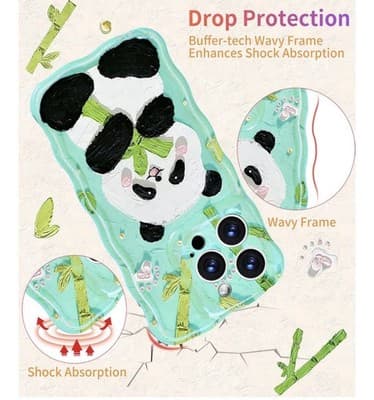 iPhone 13 Pro Max Case – Cute Panda Oil Painting Design - Thumbnail 3