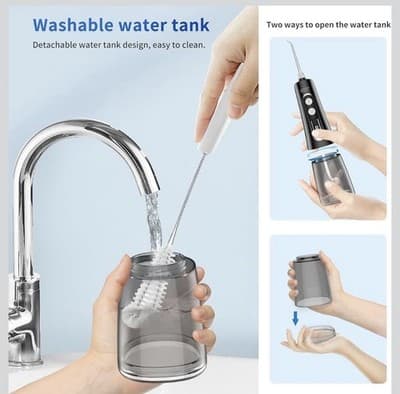 Water Dental Flosser Cordless for Teeth Cleaning - 4 Modes Oral Irrigator 300ML - Thumbnail 6