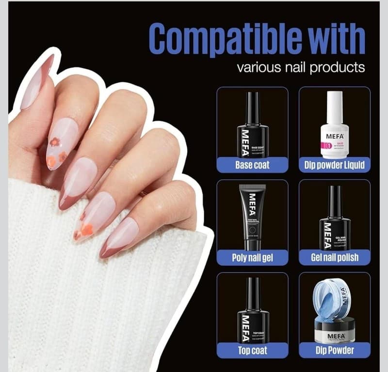 MEFA 600 Pieces Short Almond Soft Gel Nail Tips 15 Sizes - Thumbnail 7
