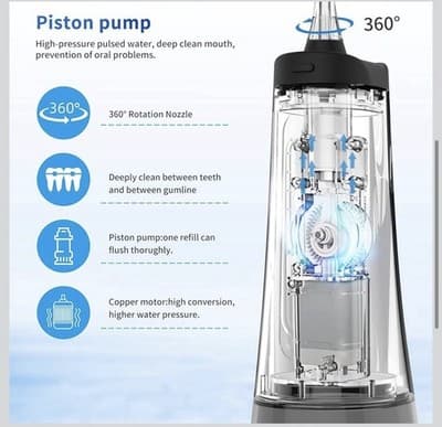 Water Dental Flosser Cordless for Teeth Cleaning - 4 Modes Oral Irrigator 300ML - Thumbnail 3