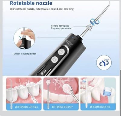 Water Dental Flosser Cordless for Teeth Cleaning - 4 Modes Oral Irrigator 300ML - Thumbnail 8