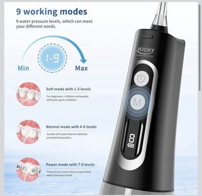 Water Dental Flosser Cordless for Teeth Cleaning - 4 Modes Oral Irrigator 300ML - Thumbnail 2