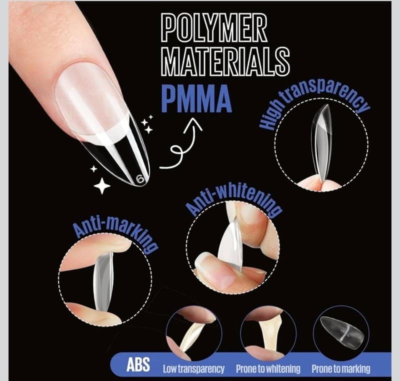 MEFA 600 Pieces Short Almond Soft Gel Nail Tips 15 Sizes - Thumbnail 5