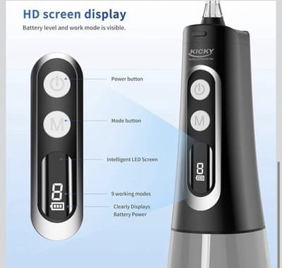 Water Dental Flosser Cordless for Teeth Cleaning - 4 Modes Oral Irrigator 300ML - Thumbnail 4