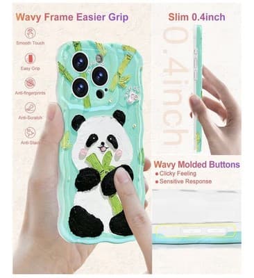 iPhone 13 Pro Max Case – Cute Panda Oil Painting Design - Thumbnail 4