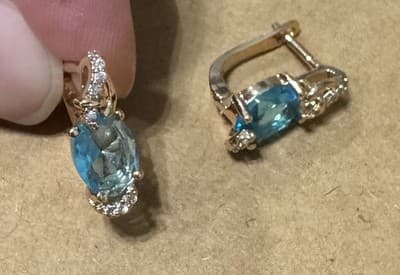 Blue Oval Crystal Hoop Earrings – Rose Gold Color, Elegant Fashion Jewelry - Thumbnail 2