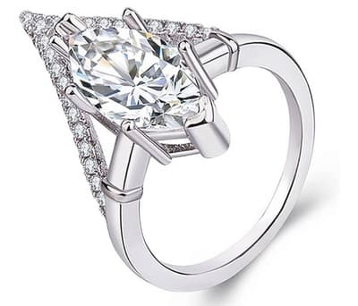 Elegant Triangle Marquise Cut Ring – Size 8 | Silver Tone - Thumbnail 2