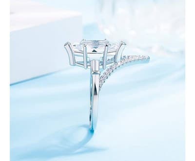 Elegant Triangle Marquise Cut Ring – Size 8 | Silver Tone - Thumbnail 5
