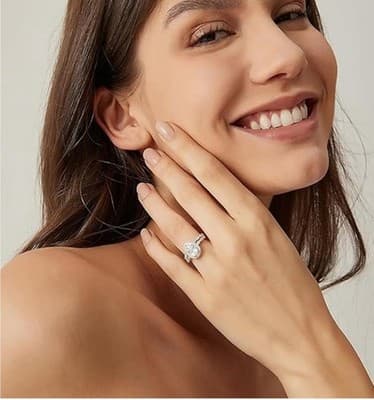 2-Piece Teardrop Halo Ring Set – Sizes 8 or 10 | Elegant Cubic Zirconia Bridal - Thumbnail 4