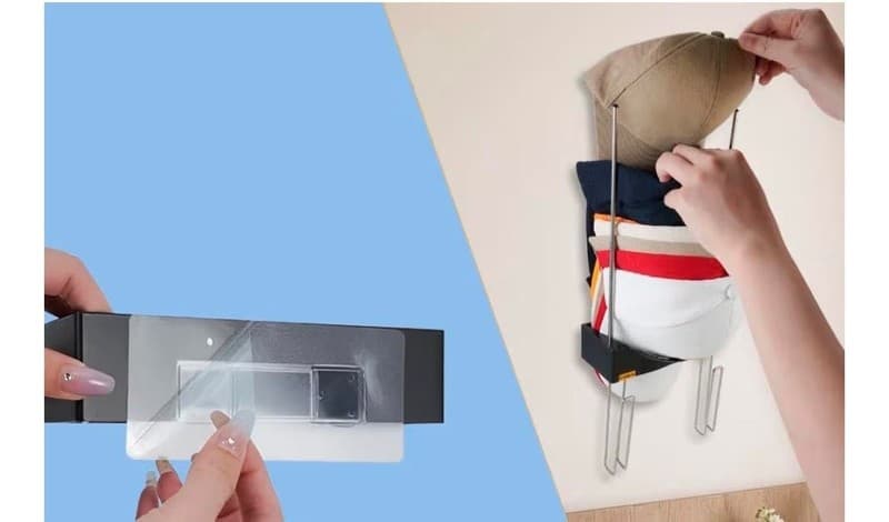 Howolaid 2-Pack Wall Mounted Baseball Cap Organizer and Hat Rack - Thumbnail 4