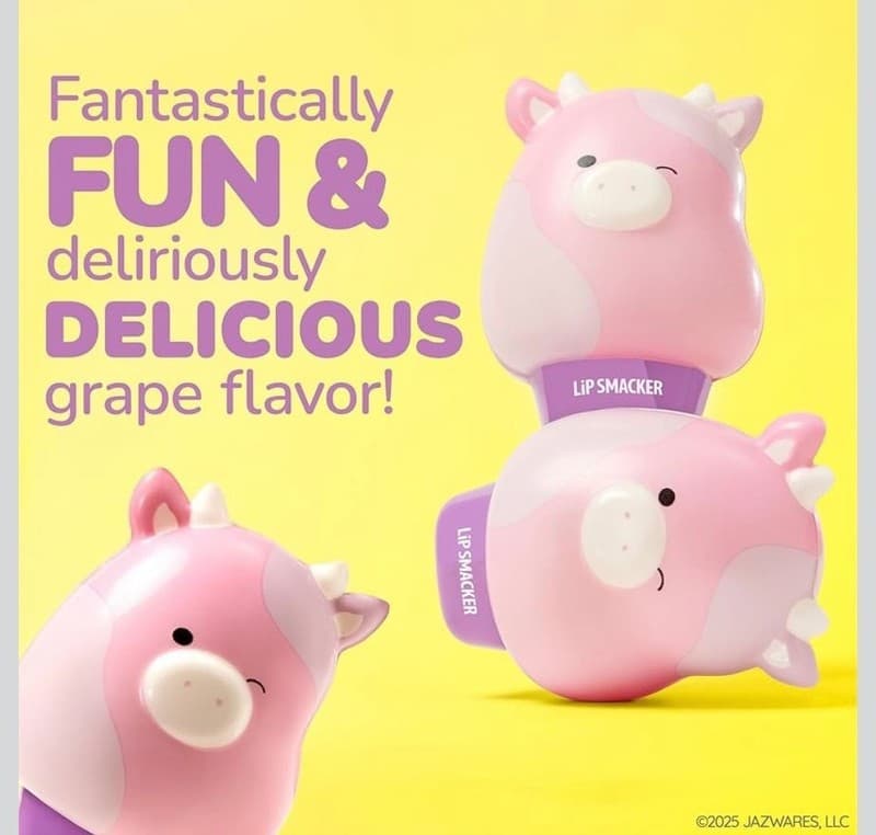 Lip Smacker Squishmallows Patty the Cow Grape Flavor Lip Balm, 0.26 oz - Thumbnail 2