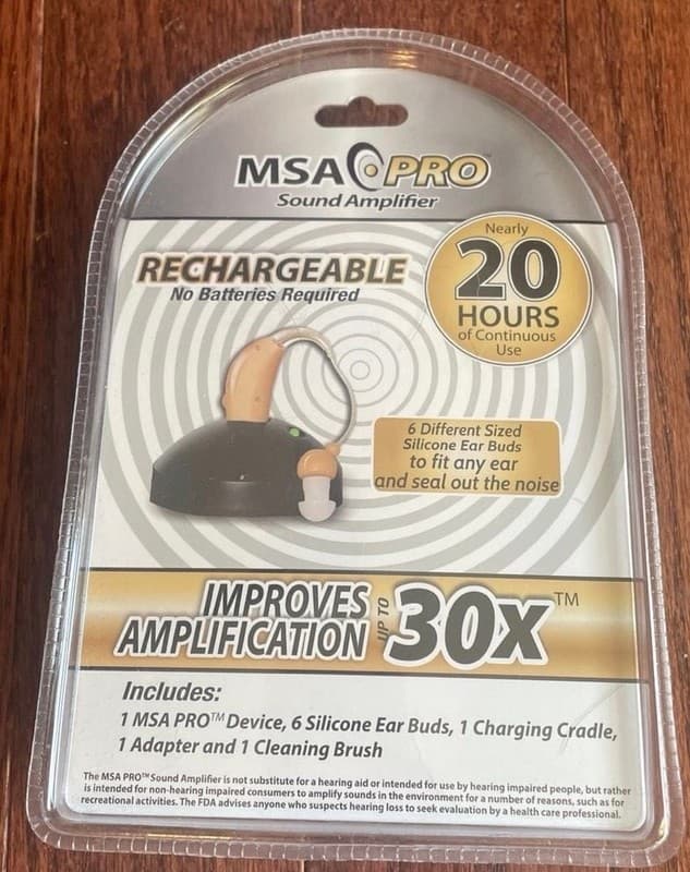 MSA PRO Rechargeable Sound Amplifier with Charging Cradle - 30X Amplification - Thumbnail 2