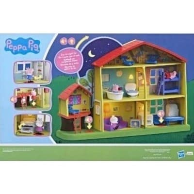 Peppa Pig Peppa's Playtime to Bedtime House Playset Lights Sounds 3 Figures 17pc - Thumbnail 2