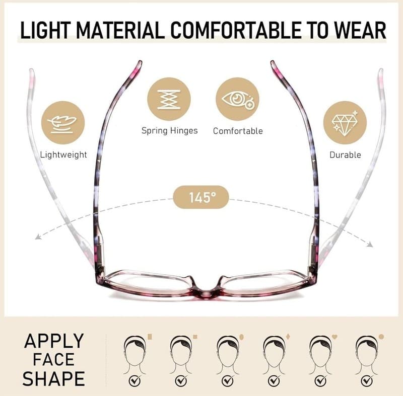 SIGVAN Ladies Blue Light Blocking Reading Glasses Fashion Floral Pattern Spring - Thumbnail 3