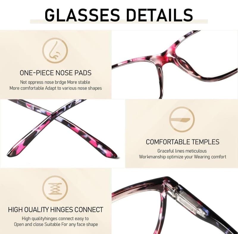 SIGVAN Ladies Blue Light Blocking Reading Glasses Fashion Floral Pattern Spring - Thumbnail 4