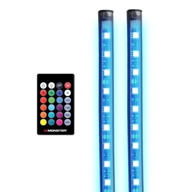 Monster RGB LED Car Interior Lights 2-Pack 10.5" Multicolor Strips with Remote - Thumbnail 5