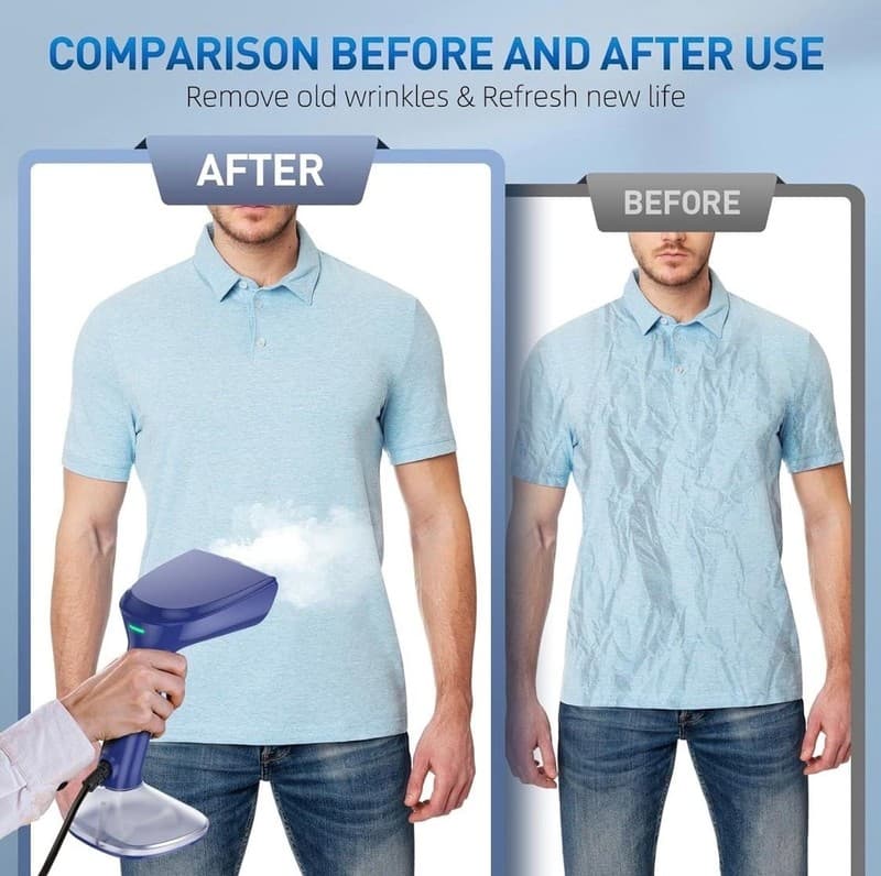 Steamer for Clothes - 1800W Powerful Steam, 2 Modes for Wet and Dry Ironing, 20- - Thumbnail 6