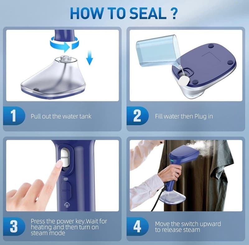 Steamer for Clothes - 1800W Powerful Steam, 2 Modes for Wet and Dry Ironing, 20- - Thumbnail 9