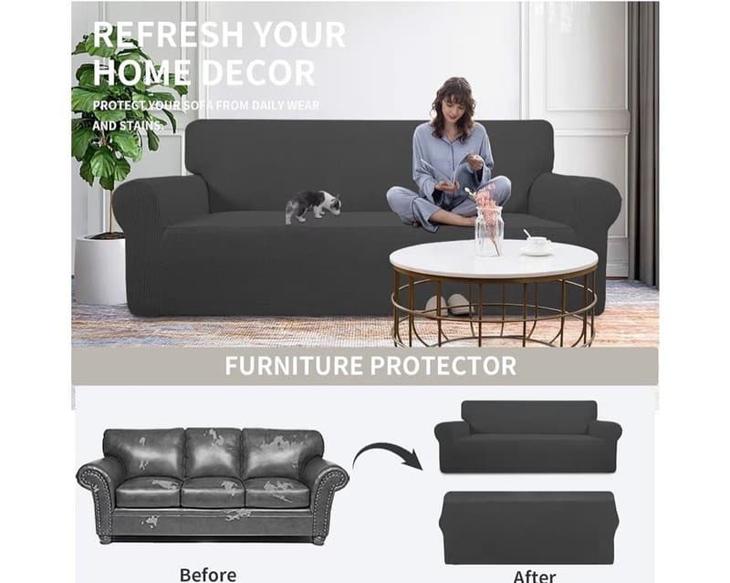 Easy-Going Stretch Sofa Slipcover 1-Piece Jacquard Furniture Protector - Thumbnail 4