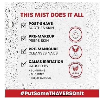 THAYERS Facial Mist Witch Hazel Aloe Vera Formula Rose Petal Toner 8 oz - Thumbnail 5
