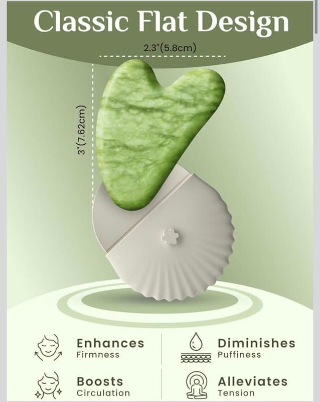RENA CHRIS 100% Natural Xiuyan Jade Gua Sha Facial Tool with Silicone Seashell P - Thumbnail 2