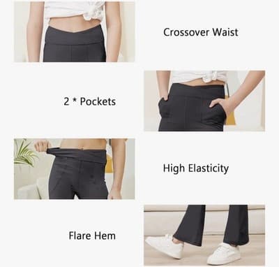 Black Cherry Girls Flare Leggings – Bootcut Yoga Pants w/ Pockets Size 110 - Thumbnail 5