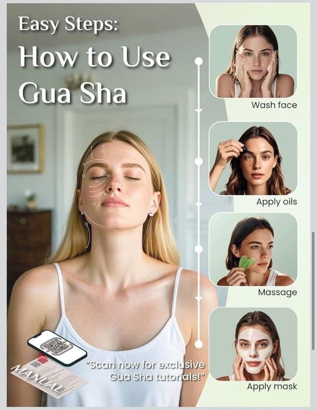 RENA CHRIS 100% Natural Xiuyan Jade Gua Sha Facial Tool with Silicone Seashell P - Thumbnail 5