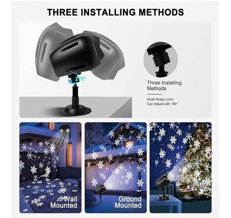 Dual-Head Christmas Snowflake Projector Lights Outdoor, IP65 Waterproof LED Snow - Thumbnail 4