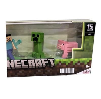 Minecraft Character Figures 4-Pack Ender Dragon Steve Creeper Pig NIB - Thumbnail 3