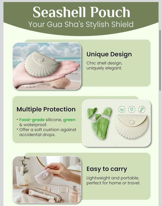 RENA CHRIS 100% Natural Xiuyan Jade Gua Sha Facial Tool with Silicone Seashell P - Thumbnail 3