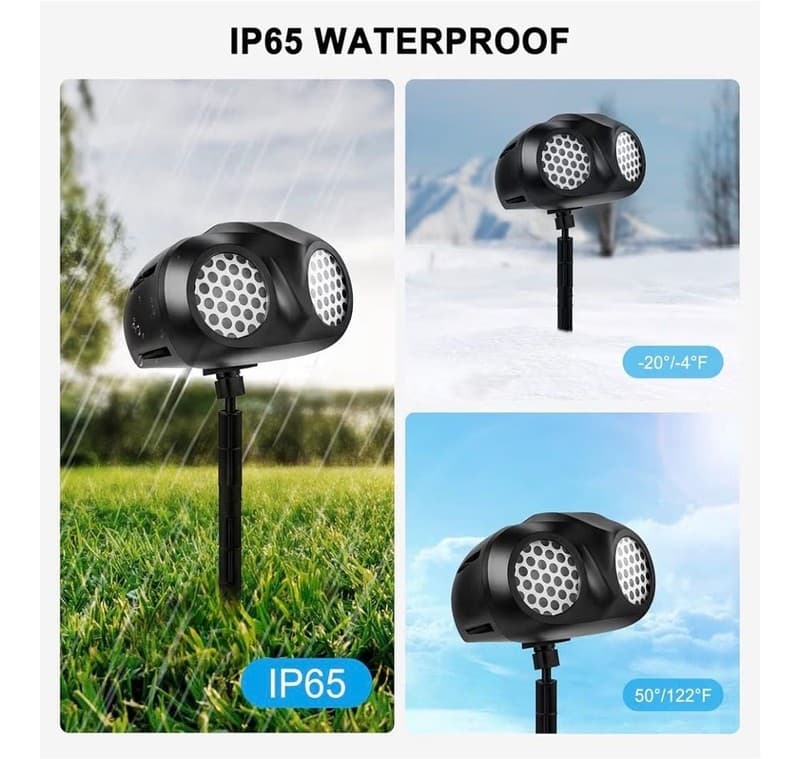 Dual-Head Christmas Snowflake Projector Lights Outdoor, IP65 Waterproof LED Snow - Thumbnail 5