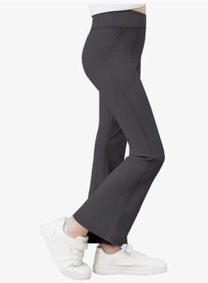 Black Cherry Girls Flare Leggings – Bootcut Yoga Pants w/ Pockets Size 110 - Thumbnail 2