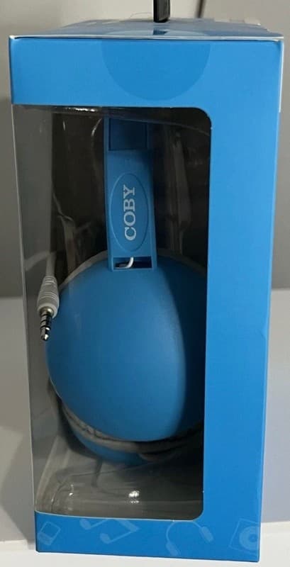 Coby CVHK851BL Kids Wired Headphones with Mic Volume Limiting Blue - Thumbnail 2