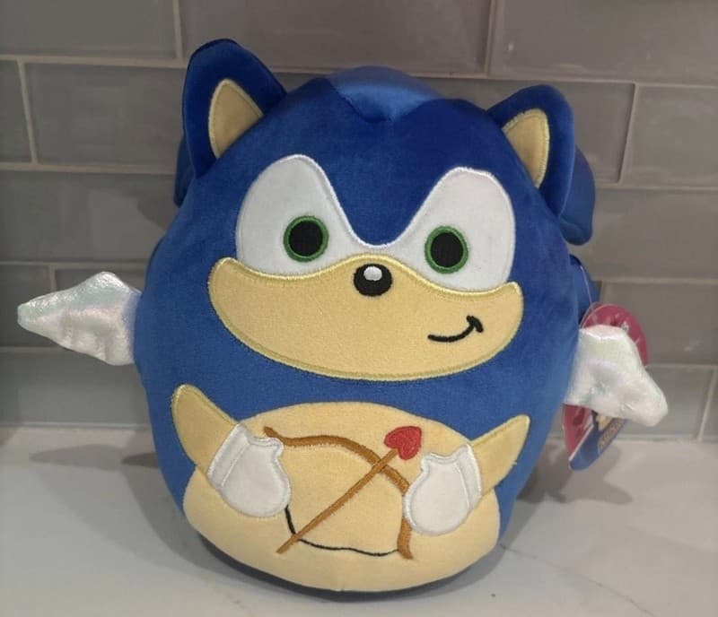 Squishmallows 8 Inch Valentine's Day Cupid Sonic the Hedgehog Holding Bow and Ar