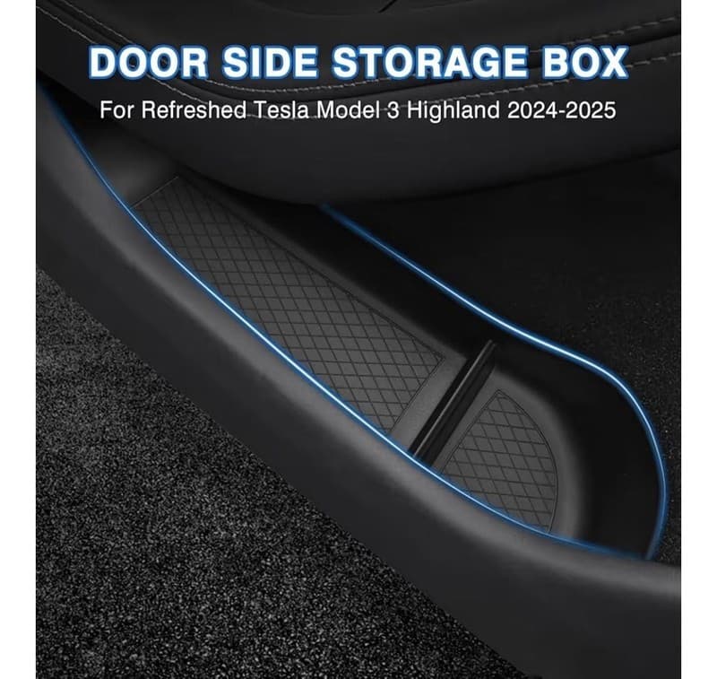Tesla Model 3 Highland 2024-2025 Door Side Storage Box Organizer, TPE Door Pocke - Thumbnail 2