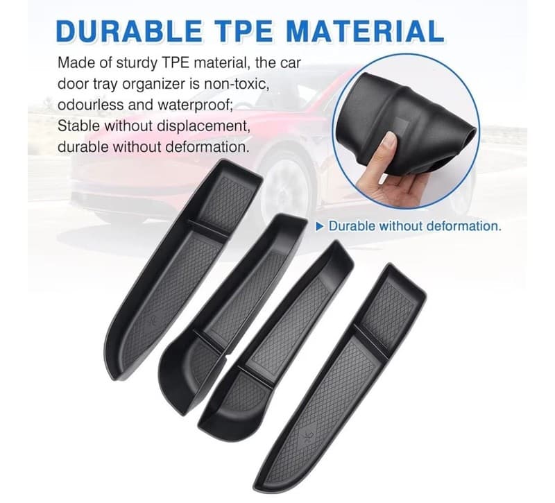 Tesla Model 3 Highland 2024-2025 Door Side Storage Box Organizer, TPE Door Pocke - Thumbnail 3