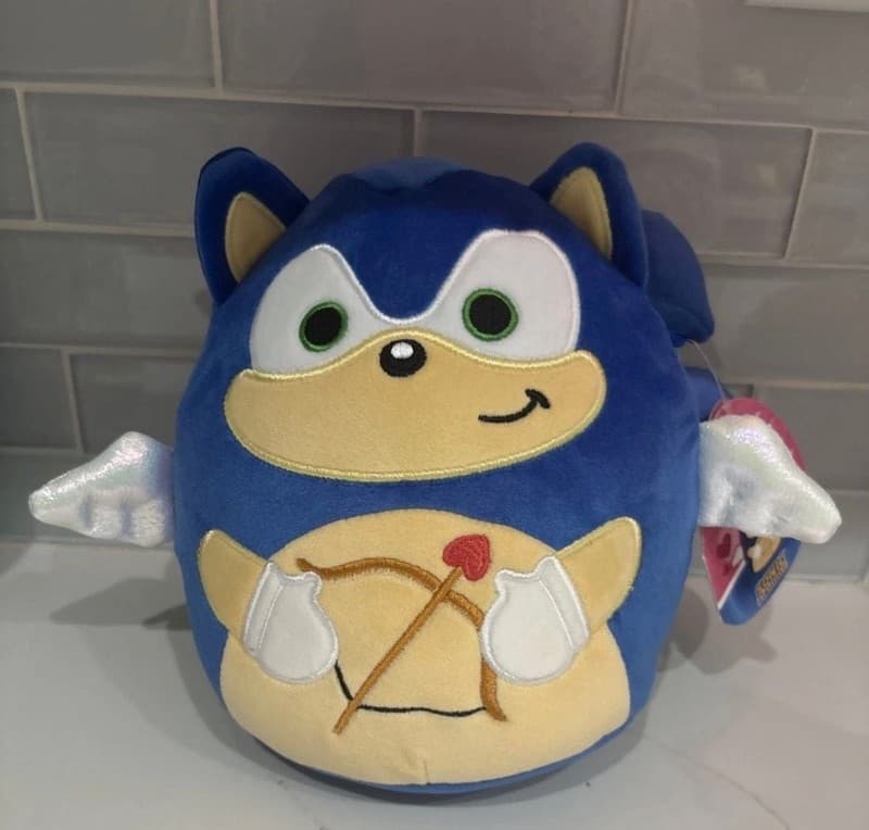Squishmallows 8 Inch Valentine's Day Cupid Sonic the Hedgehog Holding Bow and Ar - Thumbnail 5