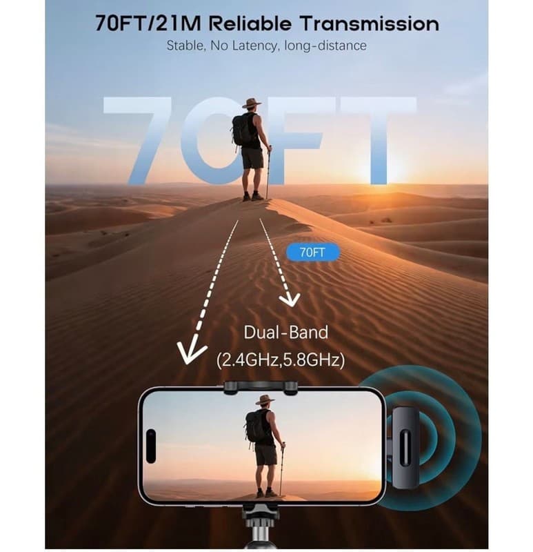 2-Pack Wireless Lavalier Mic with AI Noise Cancellation and Lightning/USB-C Adap - Thumbnail 5
