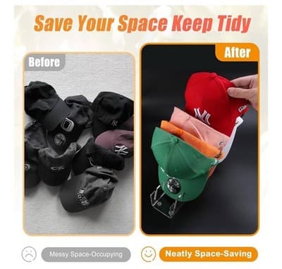 Hat Stand for Baseball Caps 2 Pack No Install Acrylic Organizer for 14 Storage - Thumbnail 3