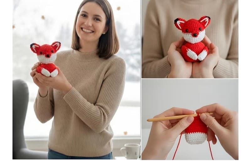Knotted Joy Fiura The Fox Learn to Crochet Kit for Beginners - Thumbnail 4