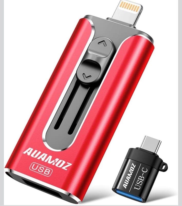 AUAMOZ 4-in-1 Multi-Port USB Flash Drive for iPhone, iPad, and Android